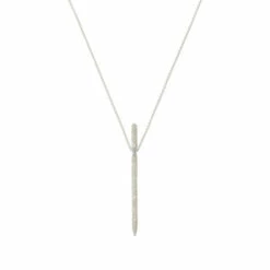 Promo 🛒 Colleen Lopez Collection Colleen Lopez .62ctw Pavé Diamond Sterling Silver Bar Pendant W/Chain 👍