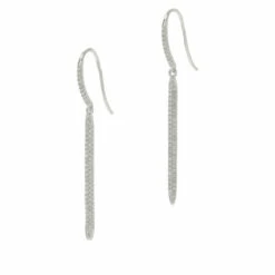 Outlet 😍 Colleen Lopez Collection Colleen Lopez .49ctw Pavé Diamond Sterling Silver Bar Dangle Earrings 🌟