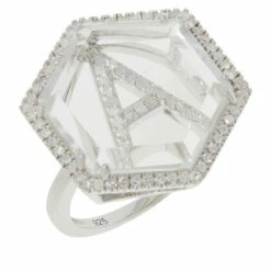 Discount ⭐ Colleen Lopez Collection Colleen Lopez Diamond Initial And Quartz Sterling Silver Ring Letter I 🧨