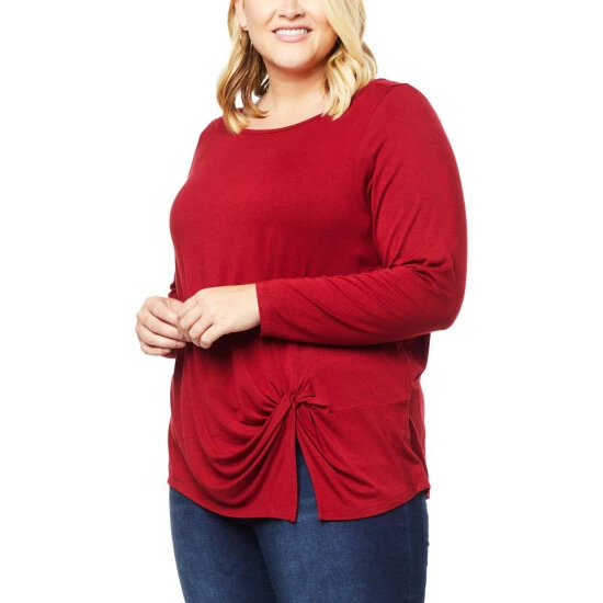 Coupon ๐ Colleen Lopez Collection Colleen Lopez Side Twist Knit Top Cabernet ๐ฅฐ - Image 2