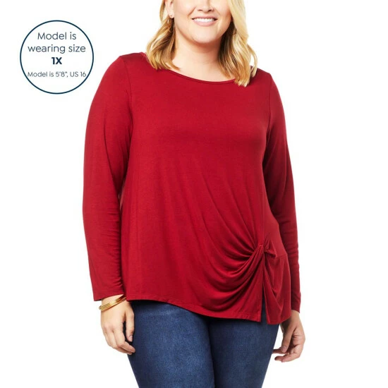 Coupon ๐ Colleen Lopez Collection Colleen Lopez Side Twist Knit Top Cabernet ๐ฅฐ - Image 3