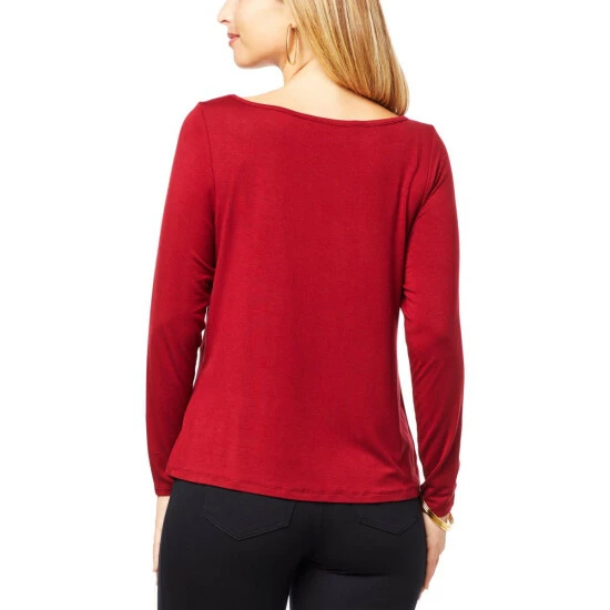 Coupon ๐ Colleen Lopez Collection Colleen Lopez Side Twist Knit Top Cabernet ๐ฅฐ - Image 4