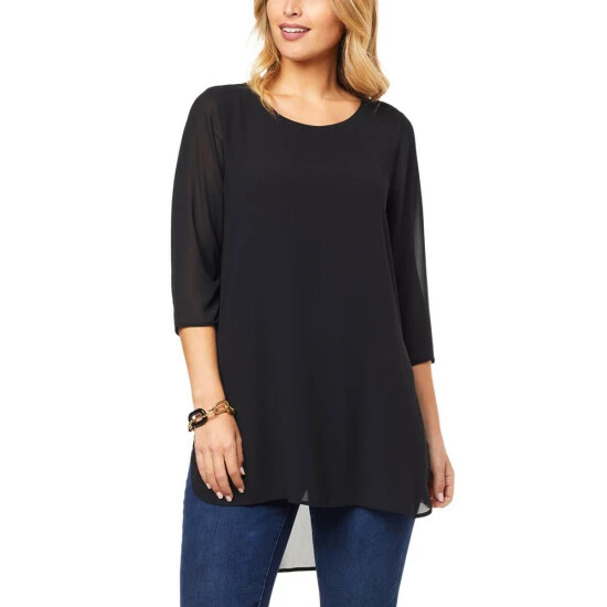 Hot Sale ๐ Colleen Lopez Collection Colleen Lopez 3/4-Sleeve Mixed Media Tunic Black โ๏ธ