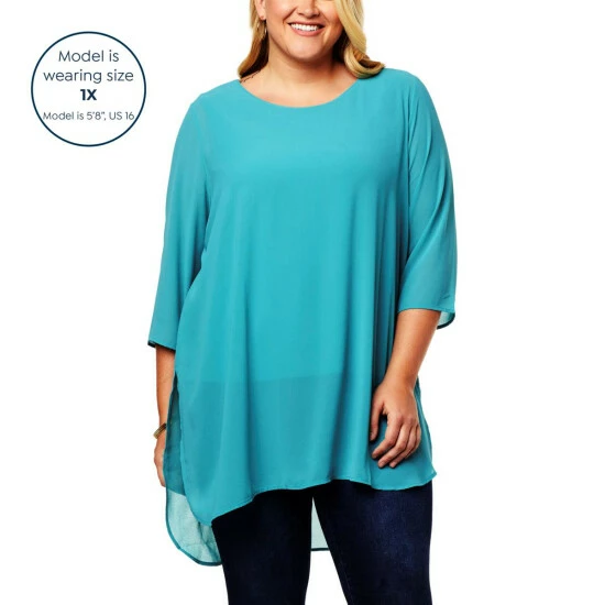 Hot Sale ๐ Colleen Lopez Collection Colleen Lopez 3/4-Sleeve Mixed Media Tunic Black โ๏ธ - Image 2