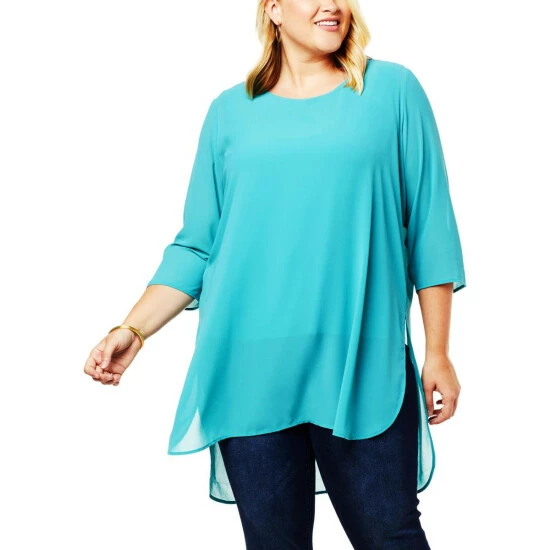 Hot Sale ๐ Colleen Lopez Collection Colleen Lopez 3/4-Sleeve Mixed Media Tunic Black โ๏ธ - Image 3
