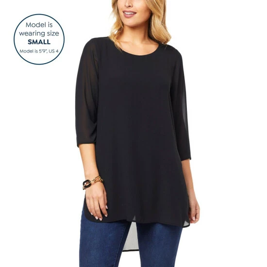Hot Sale ๐ Colleen Lopez Collection Colleen Lopez 3/4-Sleeve Mixed Media Tunic Black โ๏ธ - Image 4