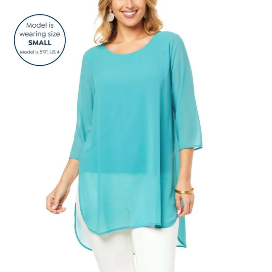 Hot Sale ๐ Colleen Lopez Collection Colleen Lopez 3/4-Sleeve Mixed Media Tunic Black โ๏ธ - Image 5