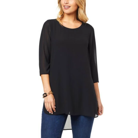 Hot Sale ๐ Colleen Lopez Collection Colleen Lopez 3/4-Sleeve Mixed Media Tunic Black โ๏ธ - Image 7