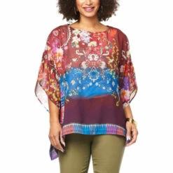 New 🔥 Colleen Lopez Collection Colleen Lopez Printed Woven Poncho Vintage Paisley 🛒