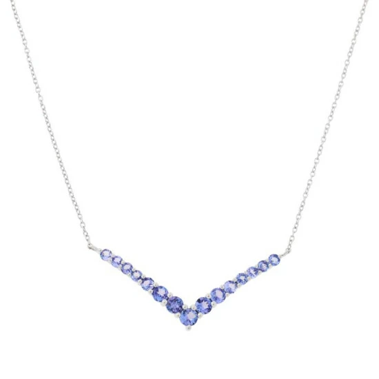 New 🔔 Colleen Lopez Collection Colleen Lopez Graduated Gemstone Chevron Necklace Tanzanite 😉 - Image 5