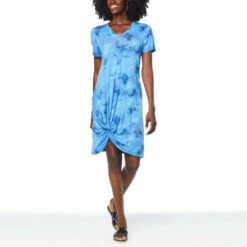 Brand new 🧨 Colleen Lopez Collection Colleen Lopez Twisted Hem T-Shirt 👗 Dress Gibraltar Sea Watercolor ❤️