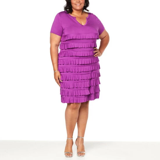 Discount ๐ Colleen Lopez Collection Colleen Lopez Empire ๐ Dress With Ruffle Tiers Bright Purple ๐ - Image 2
