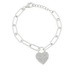 Budget ✨ Colleen Lopez Collection Colleen Lopez .67ctw Diamond Heart Padlock Paperclip Chain Bracelet 🛒